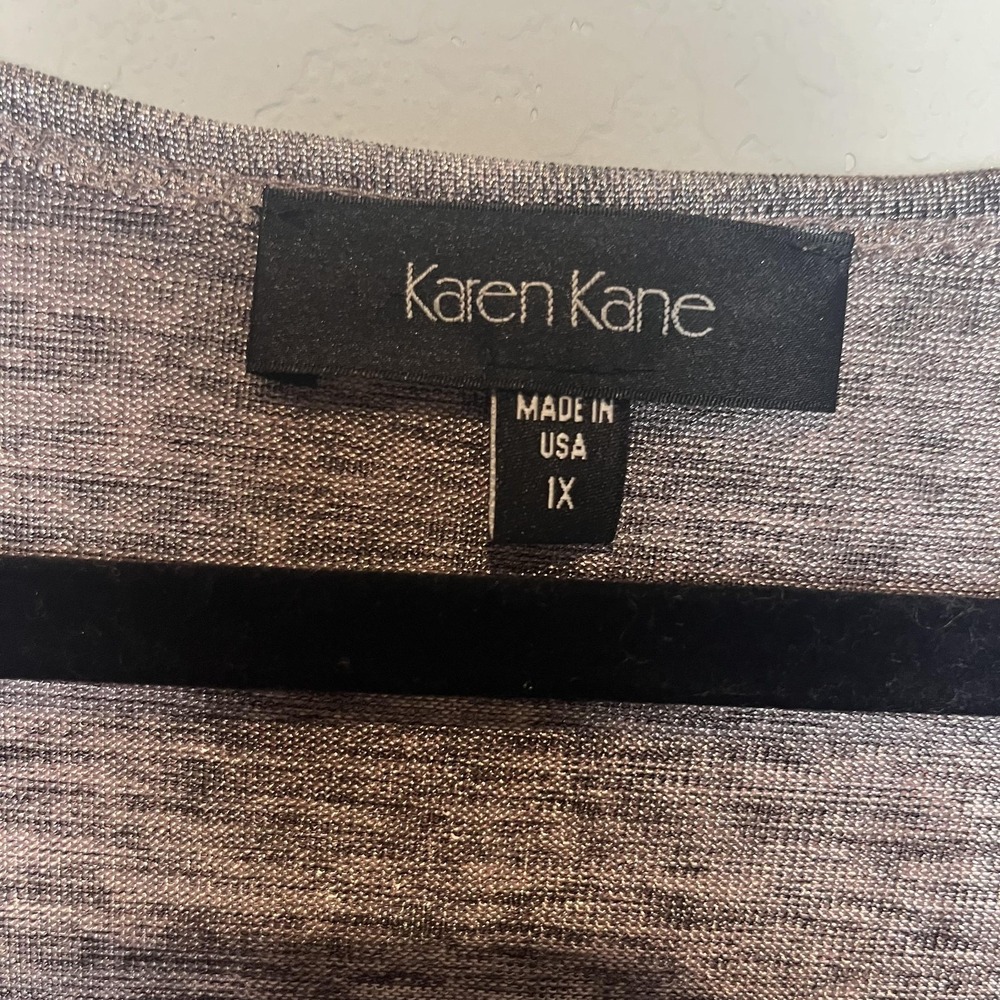 Karen Kane Blouse Womens 1X Gray Heather Scoop Neck Long Sleeve Tunic Top - Picture 2 of 6